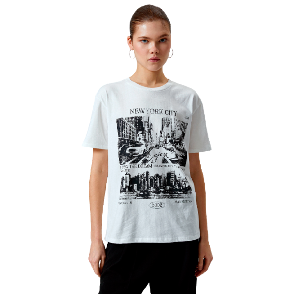 Футболка для женщин Koton 4SAL10640IK 100% хлопок/ Белый photo 1