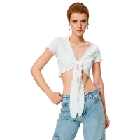 Tricou pentru femei Koton 4SAL10233IK 100% poliester/ White