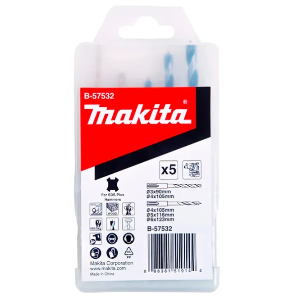 Set de burghie Makita B-57532  SDS-plus photo 1
