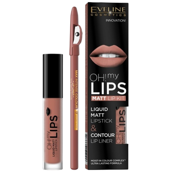 Губная помада Eveline Cosmetics Oh My Lips 4,5ml. +Creion p/ buze Max intens color Стик с апликатором/ Бежевый photo 1