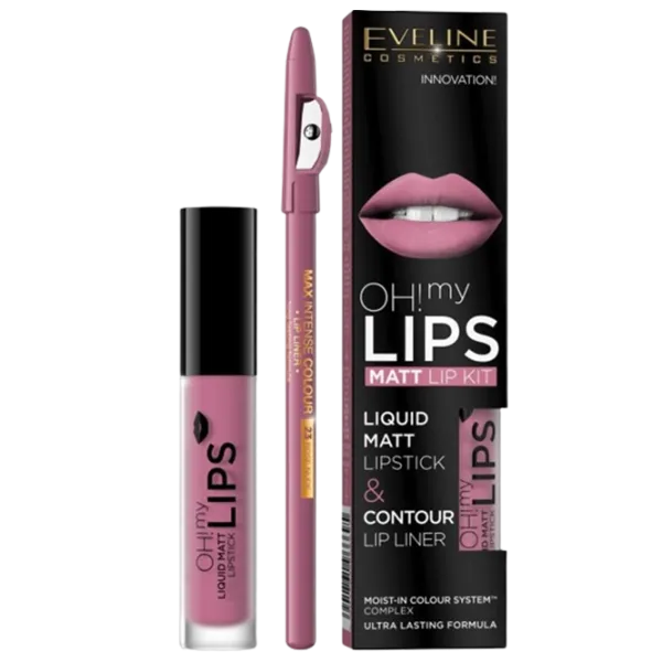Губная помада Eveline Cosmetics Oh My Lips 4,5ml. +Creion p/ buze Max intens color Стик с апликатором/ Pink Lilac photo 1