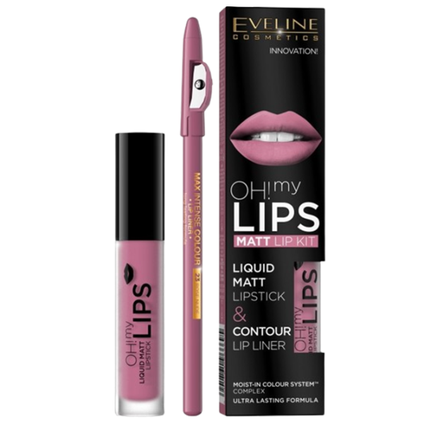 Губная помада Eveline Cosmetics Oh My Lips 4,5ml. +Creion p/ buze Max intens color Стик с апликатором/ Pink Lilac photo 1