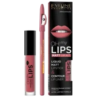 Ruj de buze Eveline Cosmetics Oh My Lips 4,5ml. +Creion p/ buze Max intens color Stick cu aplicator/ Dark Pink