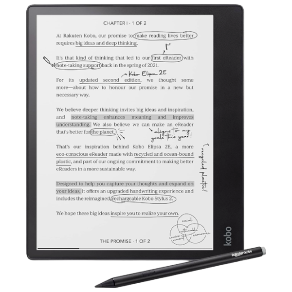 Carte electronică Kobo Elipsa 2E-Book Reader Pack 10.2"/ E Ink Carta 1200/ 32 GB/ Black photo 1