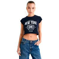 Tricou pentru femei Koton 4SAL10607IK 96 % Bumbac/ Navy