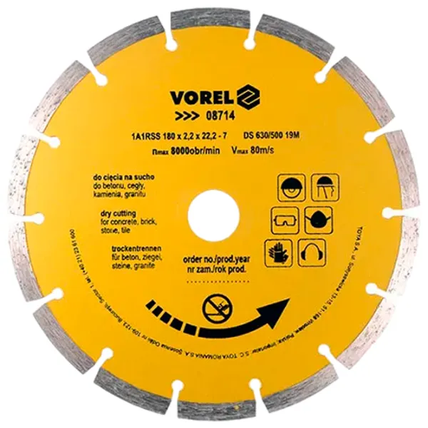 Алмазный отрезной диск Vorel VOR08714  photo 1