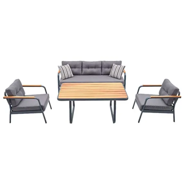 Set mobilă terasă Dogtas Garden LOUNGE Aluminiu/ Lemn/ Stofă/ Gray photo 1
