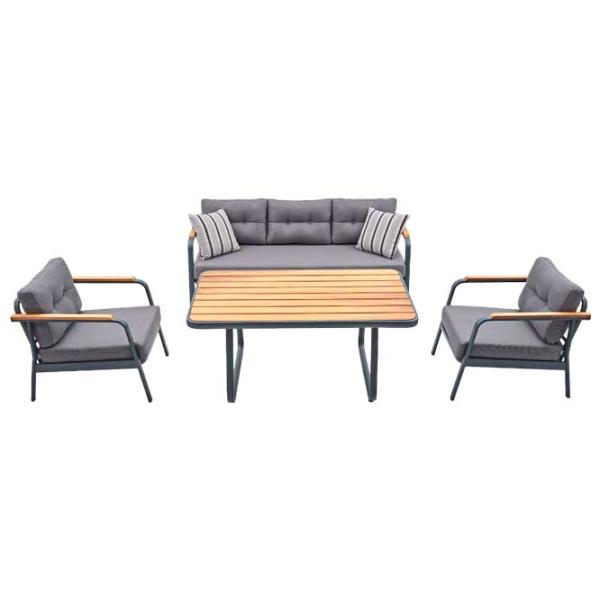 Set mobilă terasă Dogtas Garden LOUNGE Aluminiu/ Lemn/ Stofă/ Gray photo 1