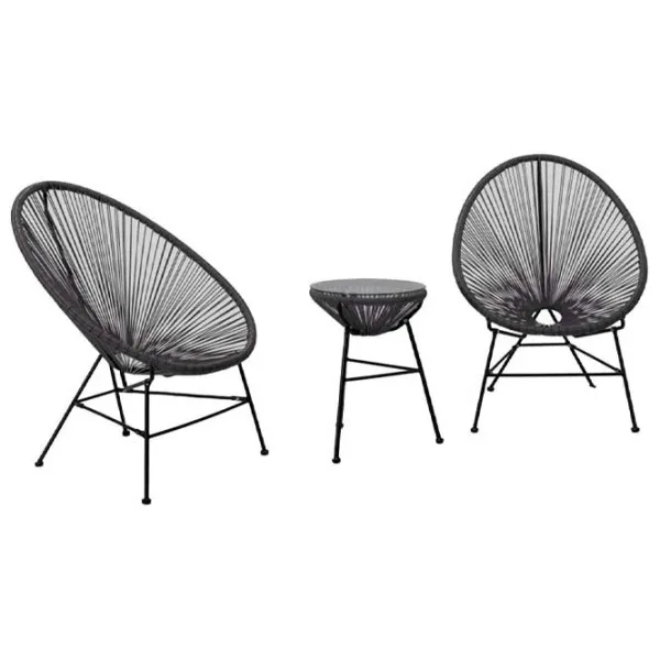 Set mobilă terasă Worker Lines Aluminiu/ Sticlă/ Rattan artificial/ Black photo 1