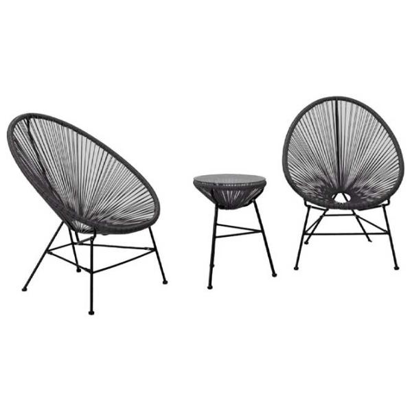 Set mobilă terasă Worker Lines Aluminiu/ Sticlă/ Rattan artificial/ Black photo 1