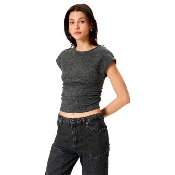 Футболка для женщин Koton 4SAK50506EK 100% хлопок/ Антрацит photo 1