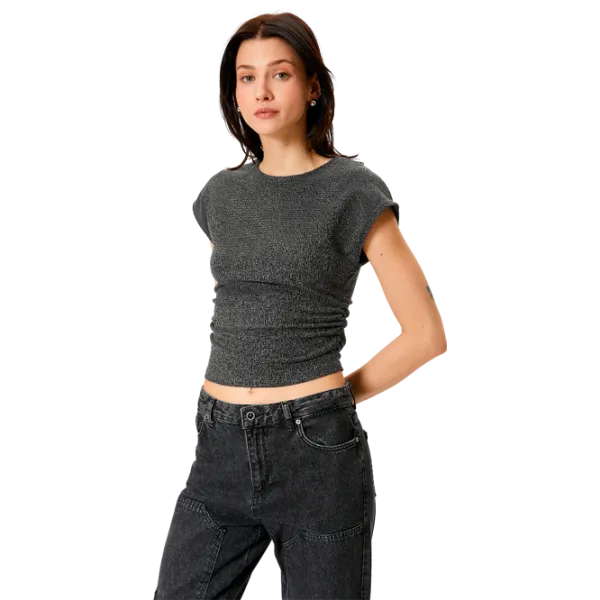 Tricou pentru femei Koton 4SAK50506EK 100% bumbac/ Anthracite photo 1