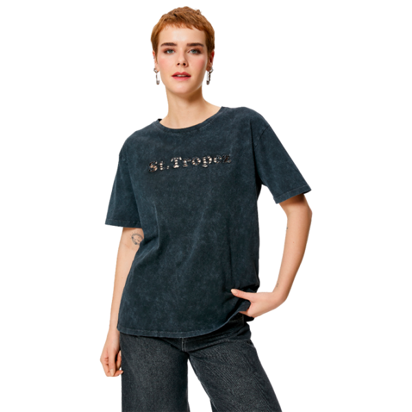 Tricou pentru femei Koton 4SAL10070IK 100% bumbac/ Anthracite photo 1