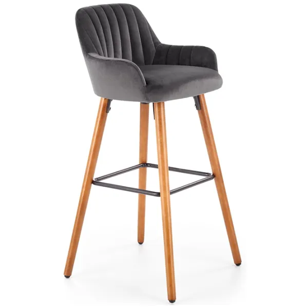 Scaun de bar Halmar H93 Catifea/ Lemn/ Dark Grey photo 1
