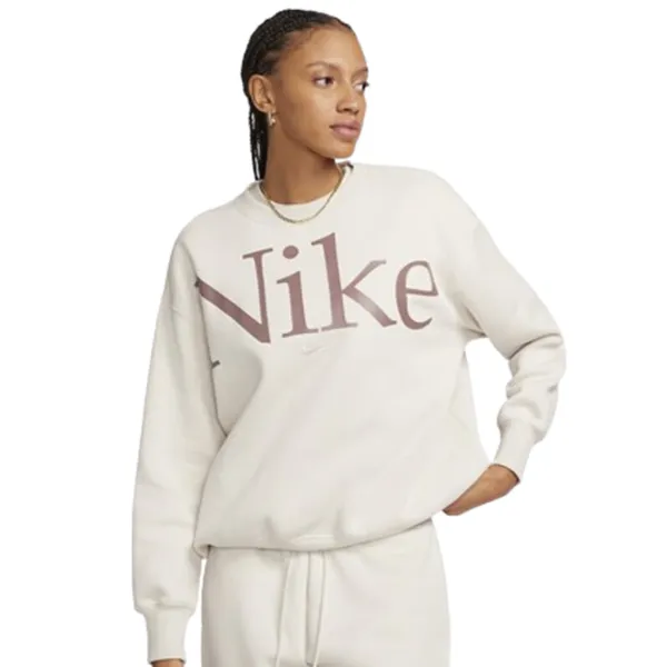 Jachetă sport pentru femei Nike W Nsw Phnx Flc Os Logo Crew M/ Beige photo 1