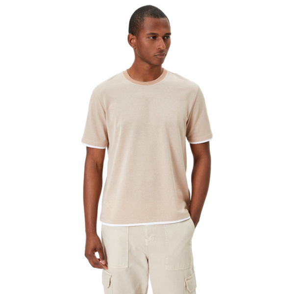 Tricou pentru bărbați Koton 4SAM10072HK 20% bumbac/ Beige photo 1