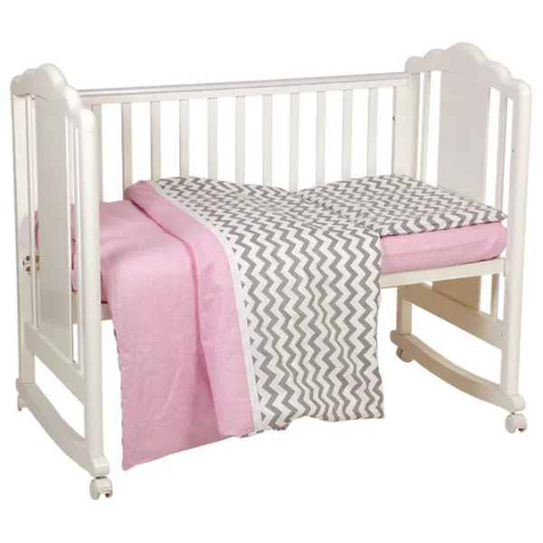 Детское постельное бельё Polini Kids ZigZag (0001859-11) Хлопок/ Розовый Серый photo 1