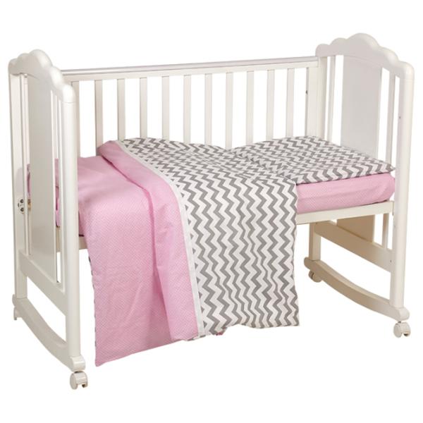 Детское постельное бельё Polini Kids ZigZag (0001859-11) Хлопок/ Розовый Серый photo 1