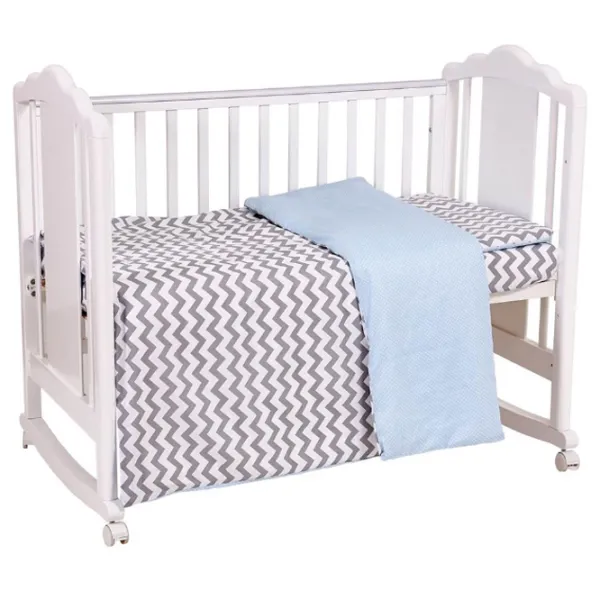 Детское постельное бельё Polini Kids ZigZag (0001859-10) Хлопок/ Синий Серый photo 1