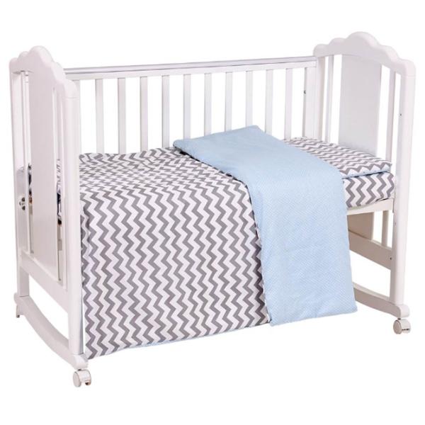 Детское постельное бельё Polini Kids ZigZag (0001859-10) Хлопок/ Синий Серый photo 1