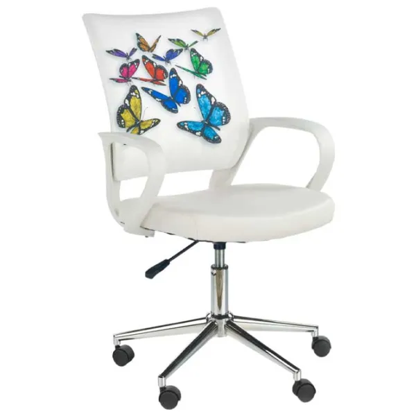 Fotoliu de birou Halmar Ibis Butterfly Piele artificială/ White photo 1
