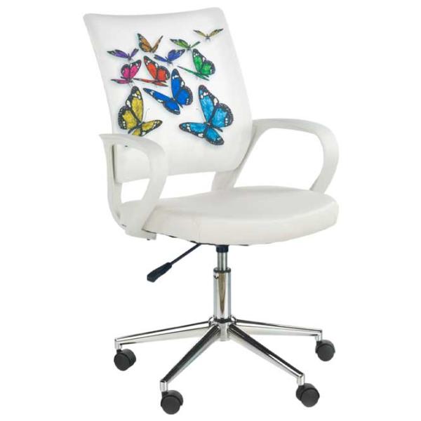 Fotoliu de birou Halmar Ibis Butterfly Piele artificială/ White photo 1