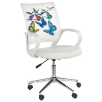 Fotoliu de birou Halmar Ibis Butterfly Piele artificială/ White