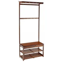 Cuier cu oglindă Costway HW66486CF Bambus/ Brown