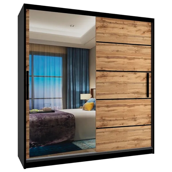 Dulap Belini MZ SZP3 SZP3/0/B/DW/0/BL 158 x 60 x 218 / PAL / Black photo 1 Dulap Belini MZ SZP3 SZP3/0/B/DW/0/BL 158 x 60 x 218 / PAL / Black photo 1