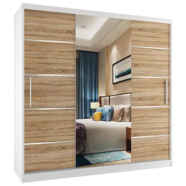 Dulap Belini Premium MT SZP5 SZP5/1/W/DS/0/KLAL 200 x 60 x 216 / PAL / Alb photo 1