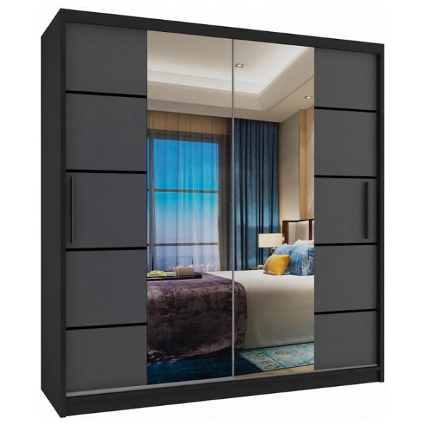 Шкаф Belini Premium ME SZP7 SZP7/0/B/SR/0/KLP 200 x 60см x 216 / ЛДСП / Black photo 1