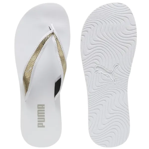 Șlapi pentru femei Puma Sandy Flip Metallic Shine P 40.5/ White photo 1 Șlapi pentru femei Puma Sandy Flip Metallic Shine P 40.5/ White photo 1
