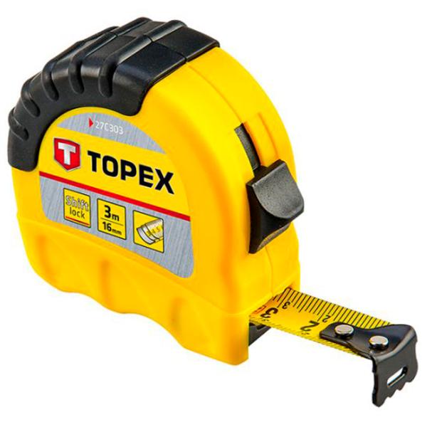 Рулетка Topex 27C303 3 м/ Желтый photo 1 Рулетка Topex 27C303 3 м/ Желтый photo 1