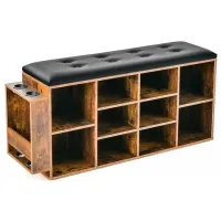 Банкетка стеллаж Costway JV10876CF 52см x 110см x 30см cm/ МДФ/ Brown