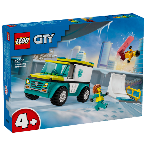 Конструктор LEGO Emergency Ambulance and Snowboarder Фигуры/ Разноцветный photo 1