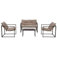 Набор мебели для террасы Halmar Shark Сталь/ Стекло/ Ткань/ Черный