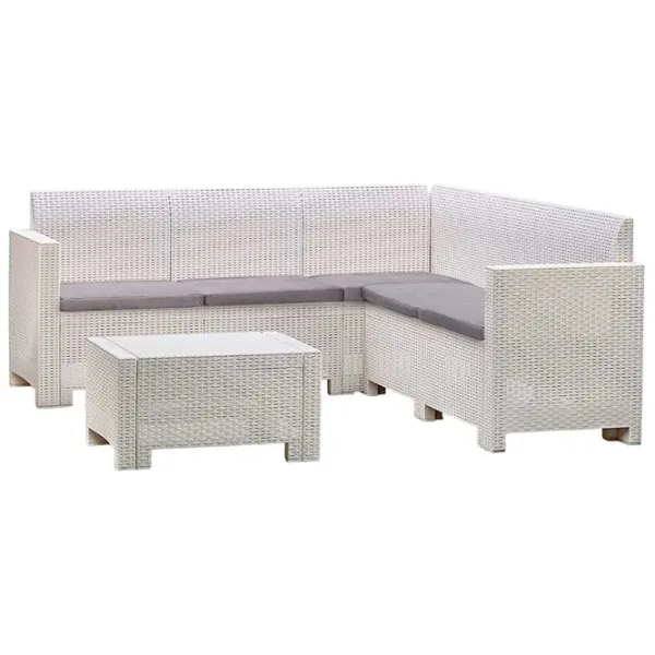 Set mobilă terasă Bica Nebraska Corner Ratan artificial/ Polipropilenă/ White photo 1 Set mobilă terasă Bica Nebraska Corner Ratan artificial/ Polipropilenă/ White photo 1