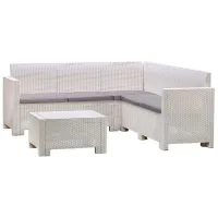 Set mobilă terasă Bica Nebraska Corner Ratan artificial/ Polipropilenă/ White