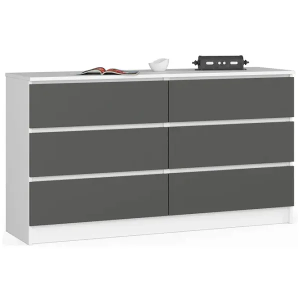 Comodă Akord K140 6SZ 77 x 138 x 40/ LPAL/ Grafit Gray photo 1