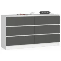 Комод Akord K140 6SZ 77см x 138см x 40см/ ЛДСП/ Графитовый серый