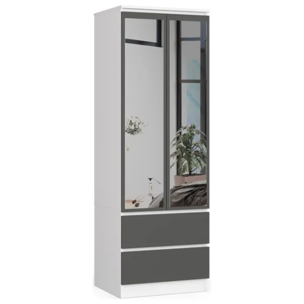 Шкаф Akord Star S60 2D2SZ 2 Lustro 60.4 x 50.4см x 180 / ЛДСП / Белый photo 1
