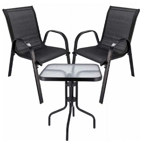 Set mobilă terasă Jumi Fiesta OM-967977 Metal/ Sticlă/ Stofă/ Black photo 1 Set mobilă terasă Jumi Fiesta OM-967977 Metal/ Sticlă/ Stofă/ Black photo 1