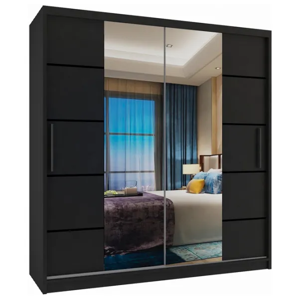 Шкаф Belini Premium ME SZP7 SZP7/0/B/B/0/KLP 158 x 60см x 216 / ЛДСП / Black photo 1 Шкаф Belini Premium ME SZP7 SZP7/0/B/B/0/KLP 158 x 60см x 216 / ЛДСП / Black photo 1