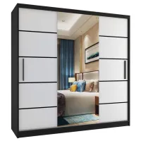 Шкаф Belini Premium MT SZP5 SZP5/1/B/W/0/KLP 200 x 60см x 216 / ЛДСП / Чёрный