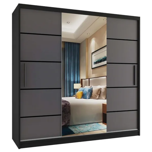 Шкаф Belini Premium MT SZP5 SZP5/1/B/SR/0/KLP 200 x 60см x 216 / ЛДСП / Black photo 1 Шкаф Belini Premium MT SZP5 SZP5/1/B/SR/0/KLP 200 x 60см x 216 / ЛДСП / Black photo 1