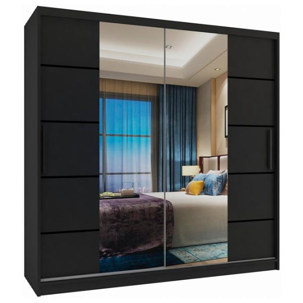 Шкаф Belini Premium ME SZP5 SZP5/1/B/B/0/KLP 200 x 60см x 216 / ЛДСП / Black photo 1