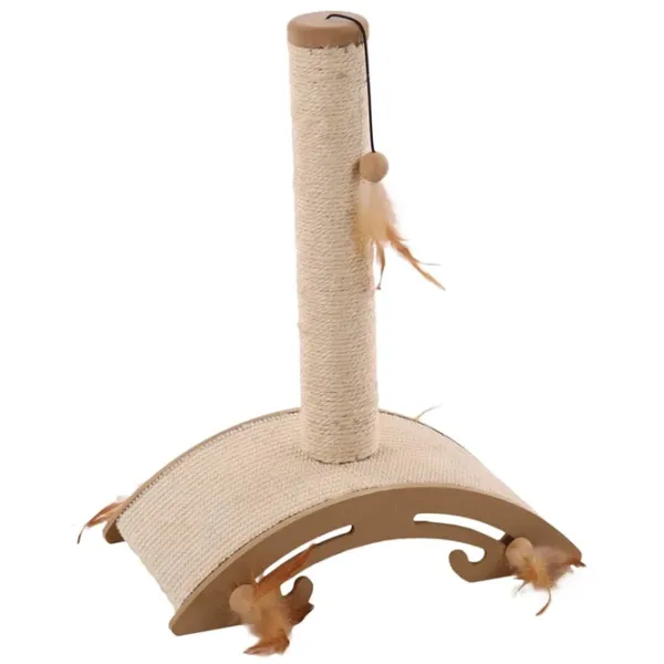 Когтеточка для кошек Flamingo Sisal & Toy Ella Напольная/ Бежевый photo 1