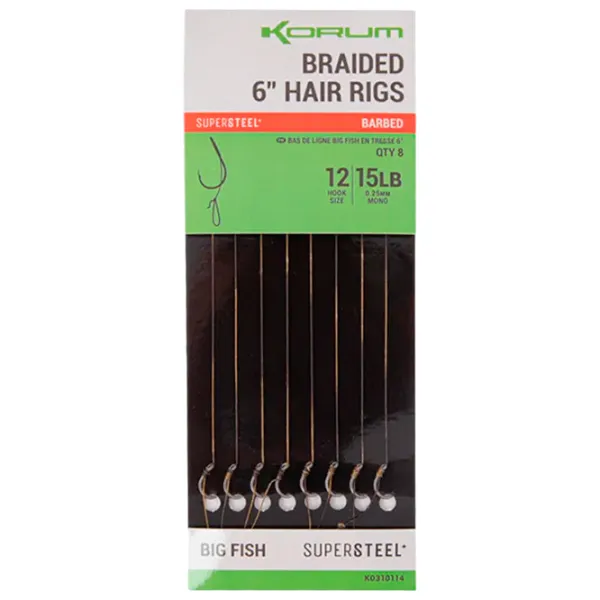 Fir pentru linia principală de pescuit Korum Big Fish Braided Hair Rigs Barbed 8/ 6.8 kg photo 1 Fir pentru linia principală de pescuit Korum Big Fish Braided Hair Rigs Barbed 8/ 6.8 kg photo 1