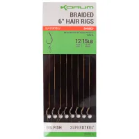 Лидер для основной лески Korum Big Fish Braided Hair Rigs Barbed 8/ 6.8 кг