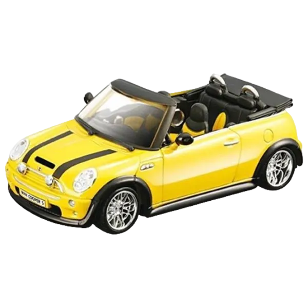 Машинка Bburago Mini Cooper Cabrio 18-45012 Черный Желтый photo 1
